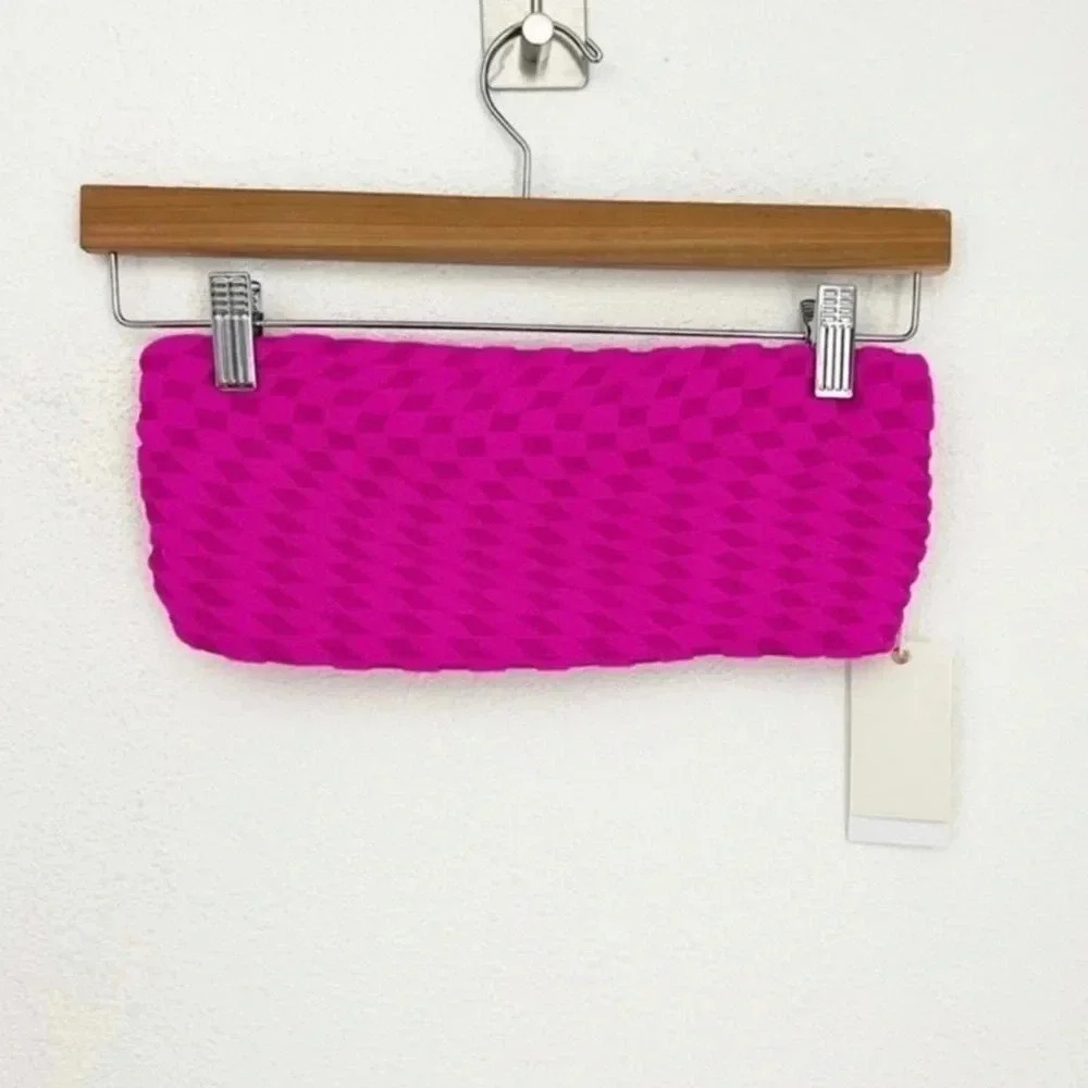 NWT Good American Pink Jacquard Better Band Bikini Top, Size Medium - Picture 2 of 8
